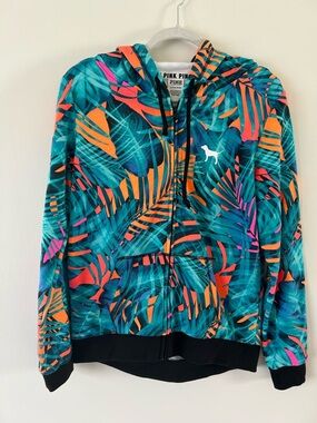 Victoria's Secret PINK Teal, Orange & Pink Tropical Zip Hoodie